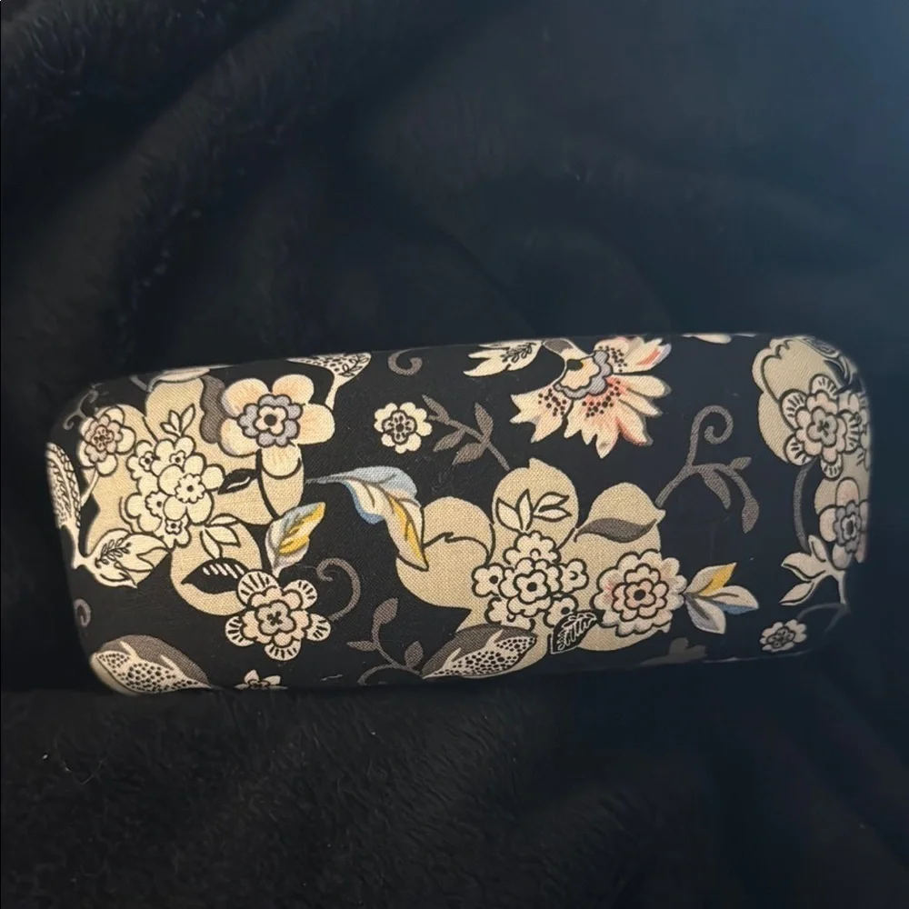 Vera Bradley Black and Cream Floral Cosmetic Bag
